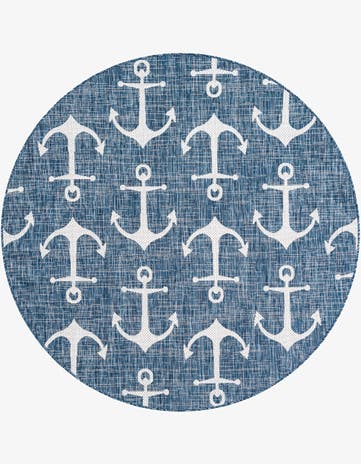 6' x 6' Easy-Clean Coastal Indoor / Outdoor Round Rug