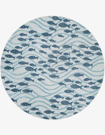 7' 10 x 7' 10 Easy-Clean Coastal Indoor / Outdoor Round Rug