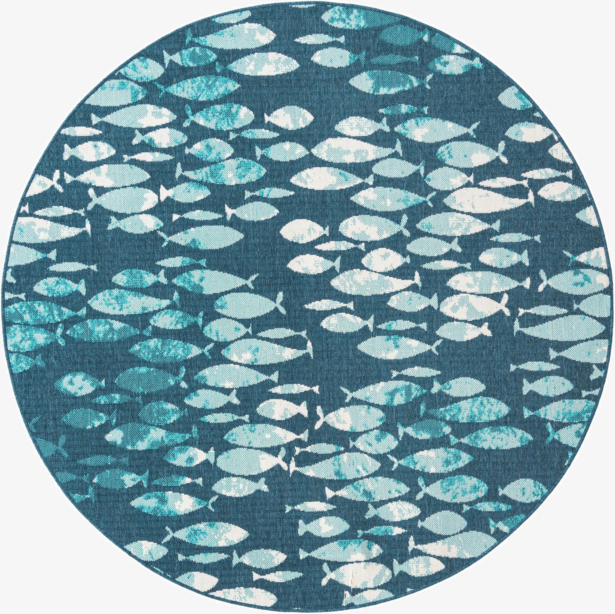 7' x 7'  Washable Coastal Indoor / Outdoor Round Rug