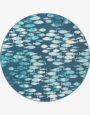 7' x 7' Easy-Clean Coastal Indoor / Outdoor Round Rug