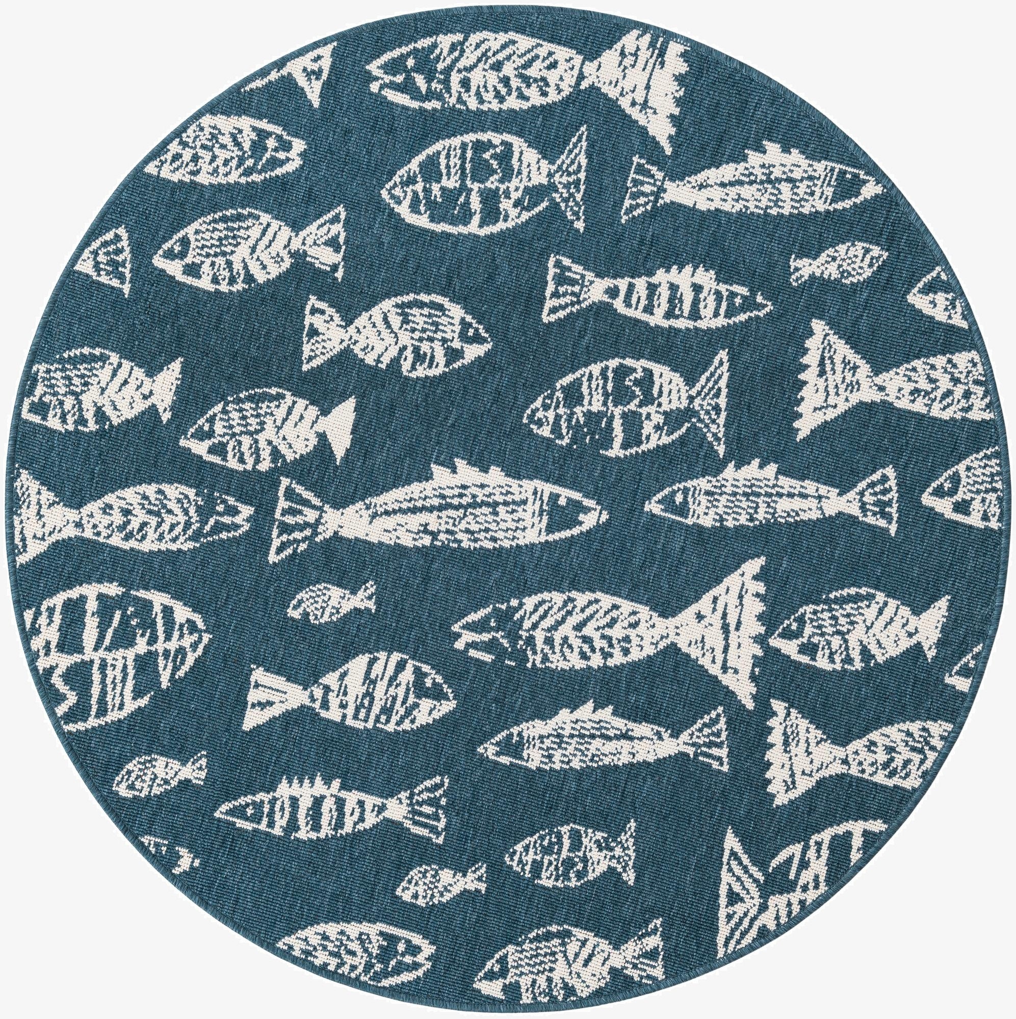 4' x 4'  Washable Coastal Indoor / Outdoor Round Rug