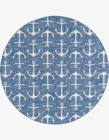 10' x 10' Easy-Clean Coastal Indoor / Outdoor Round Rug