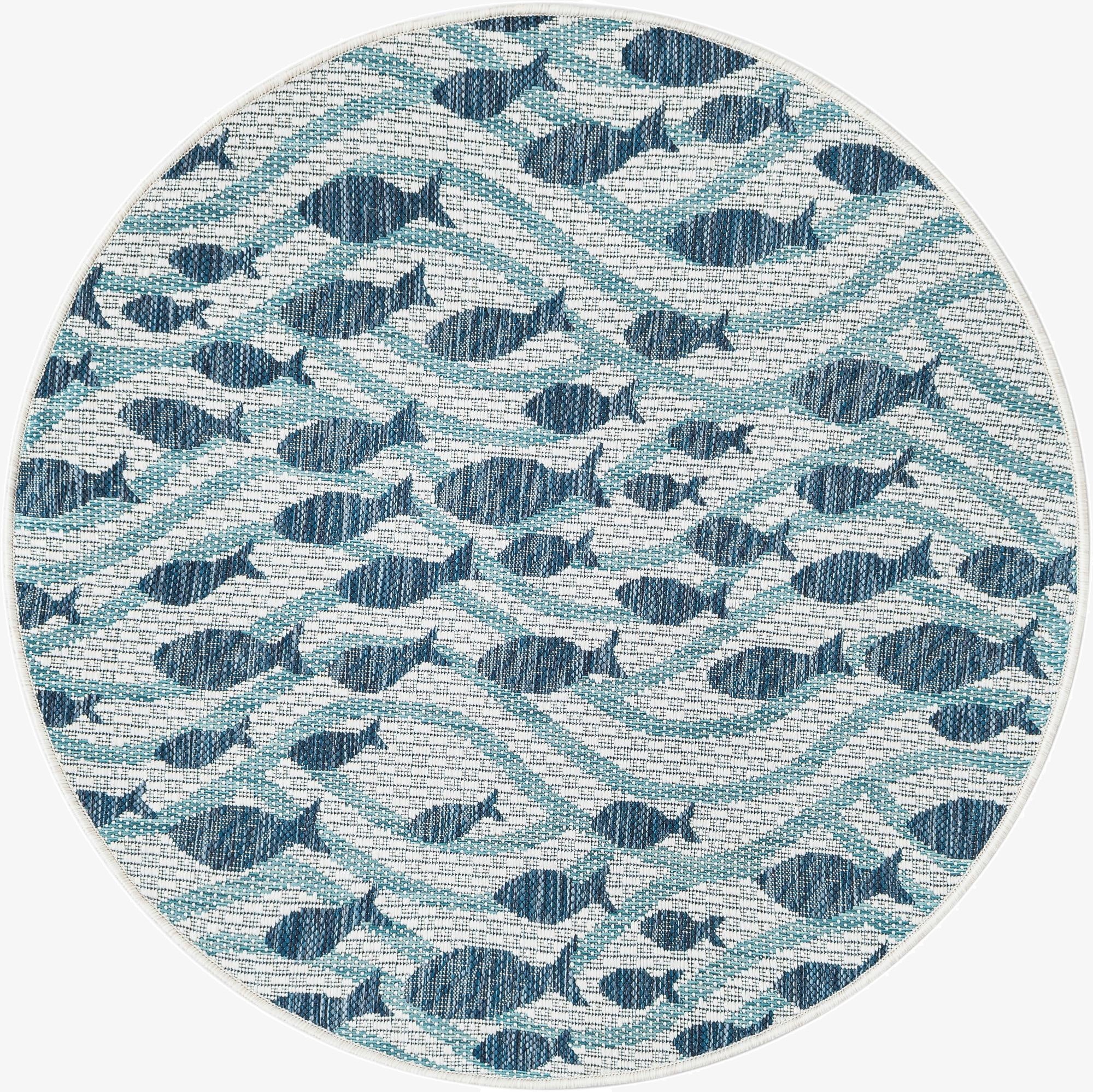 3' 1 x 3' 1  Washable Coastal Indoor / Outdoor Round Rug