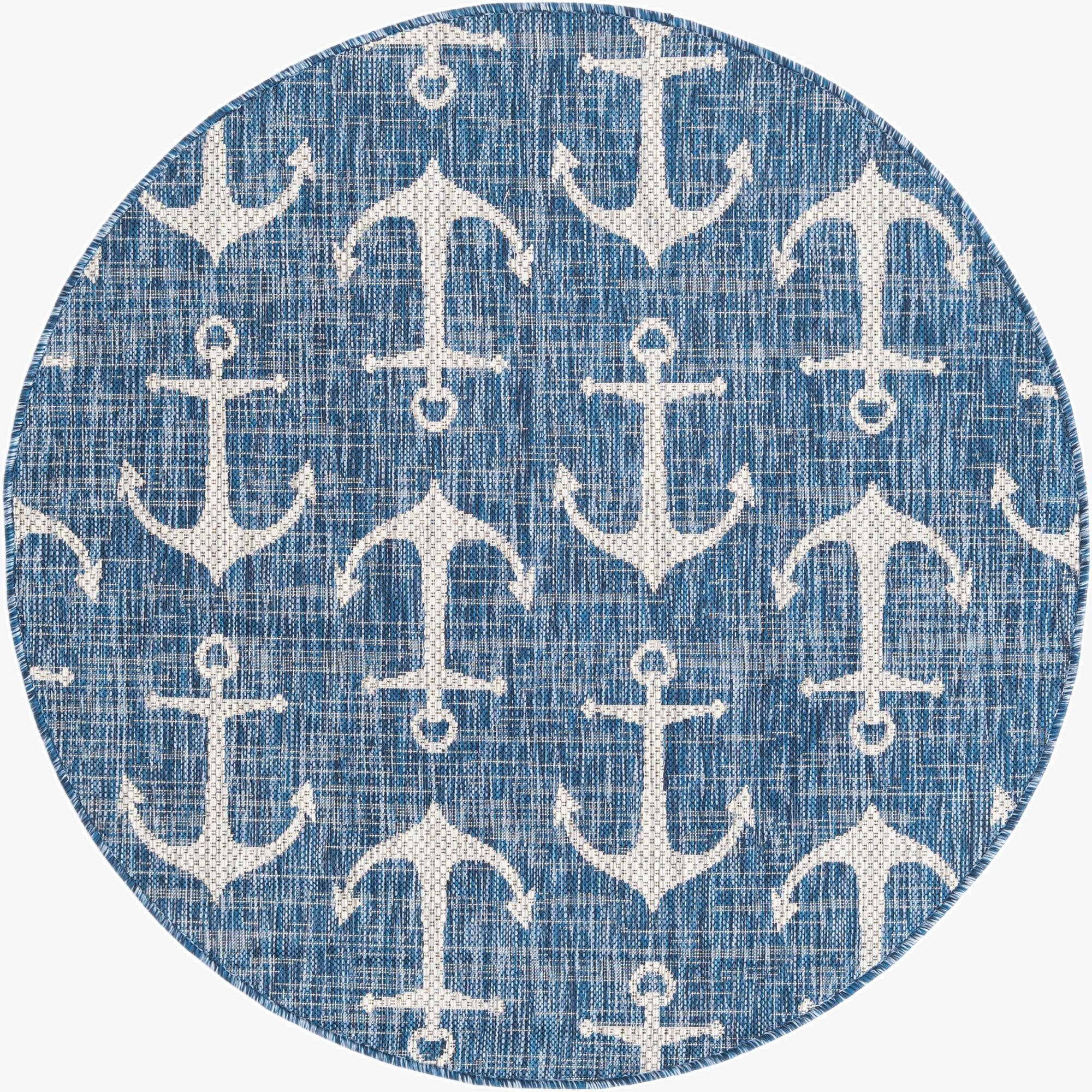 4' x 4'  Washable Coastal Indoor / Outdoor Round Rug