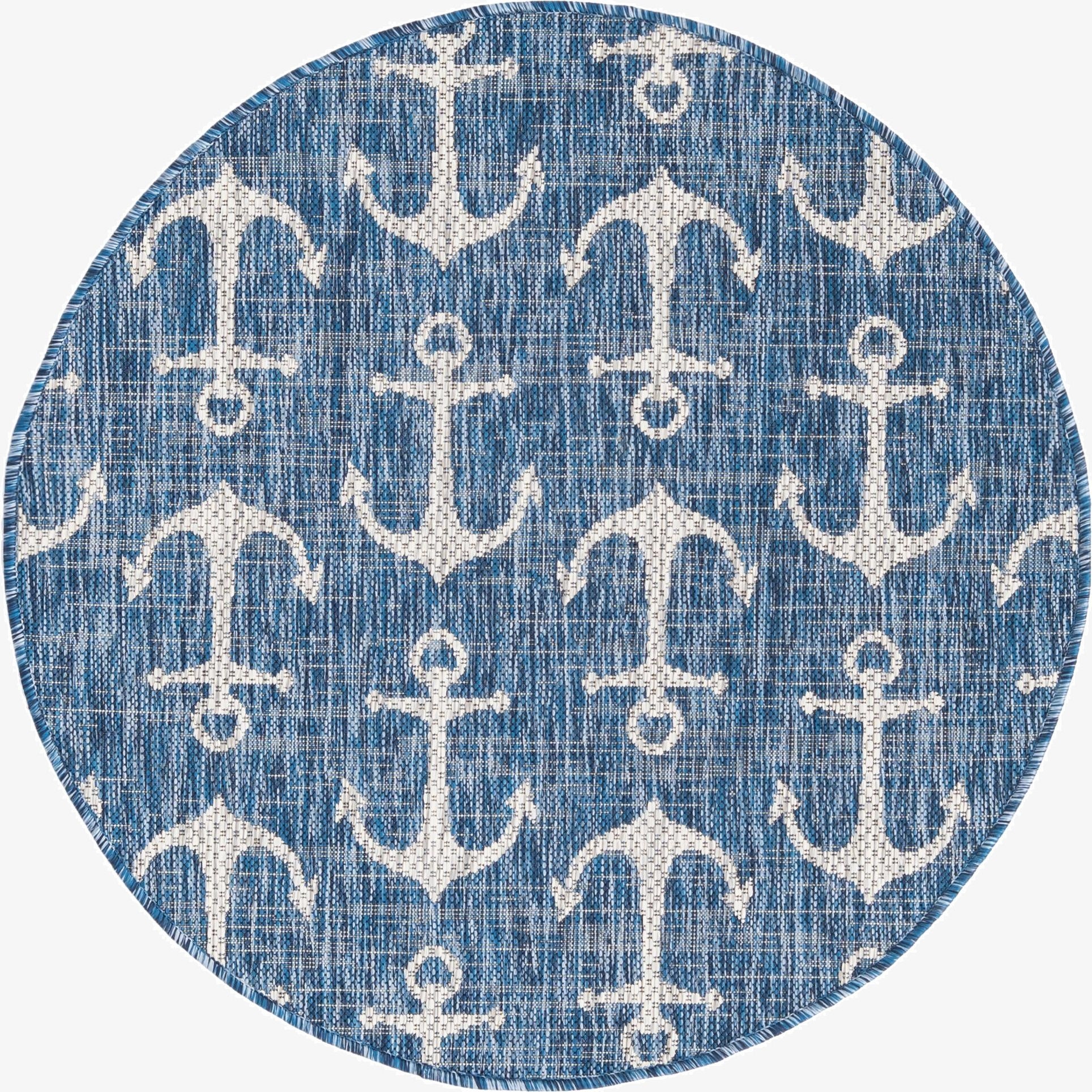 3' x 3'  Washable Coastal Indoor / Outdoor Round Rug