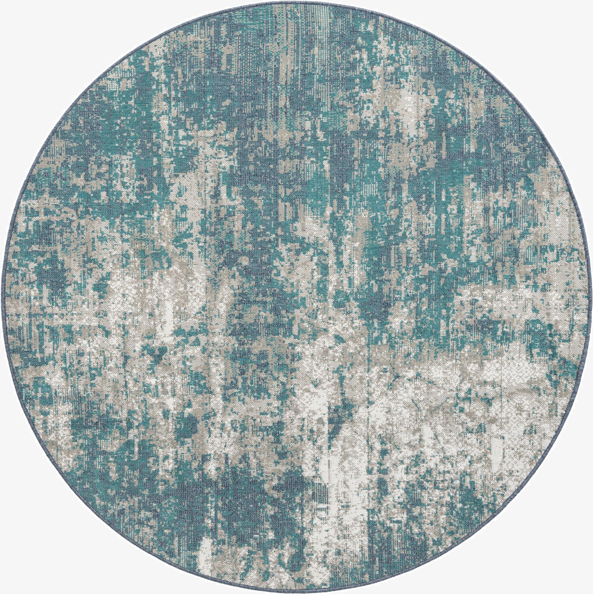 7' x 7'  Washable Coastal Indoor / Outdoor Round Rug