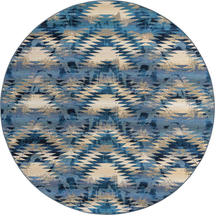 Detail image of 8' x 8' Easy-Clean Modern Indoor / Outdoor Round Rug