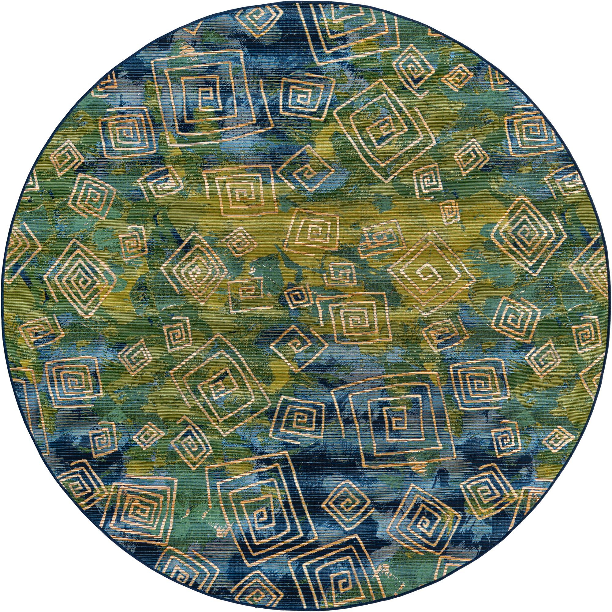 8' x 8' Easy-Clean Modern Indoor / Outdoor Round Rug
