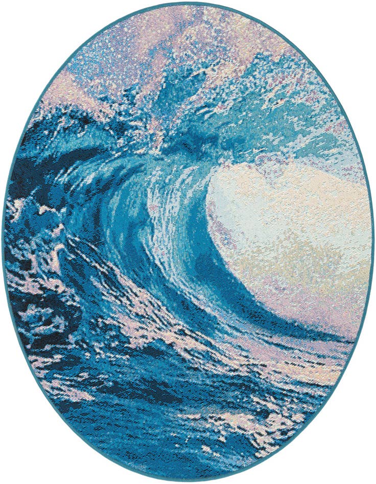 Detail image of 4' 1 x 4' 1 Easy-Clean Modern Indoor / Outdoor Round Rug