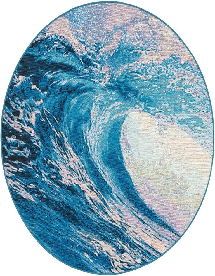 Detail image of 5' 3 x 5' 3 Easy-Clean Modern Indoor / Outdoor Round Rug