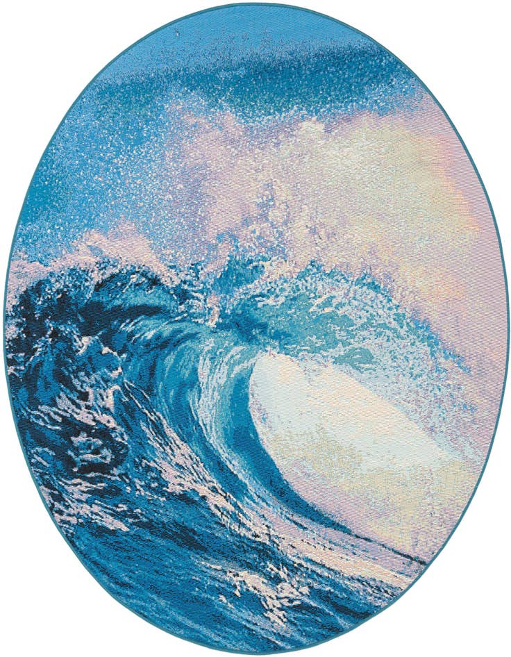 Detail image of 6' 1 x 6' 1 Easy-Clean Modern Indoor / Outdoor Round Rug