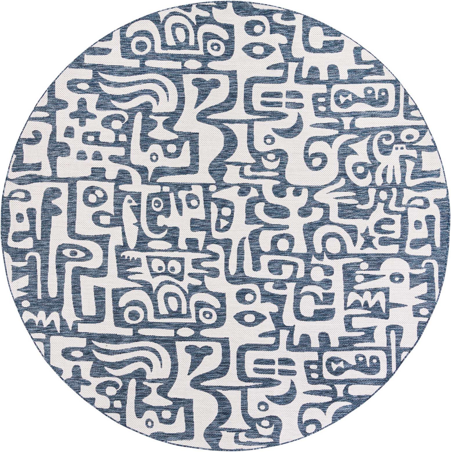 10' x 10' Easy-Clean Modern Indoor / Outdoor Round Rug