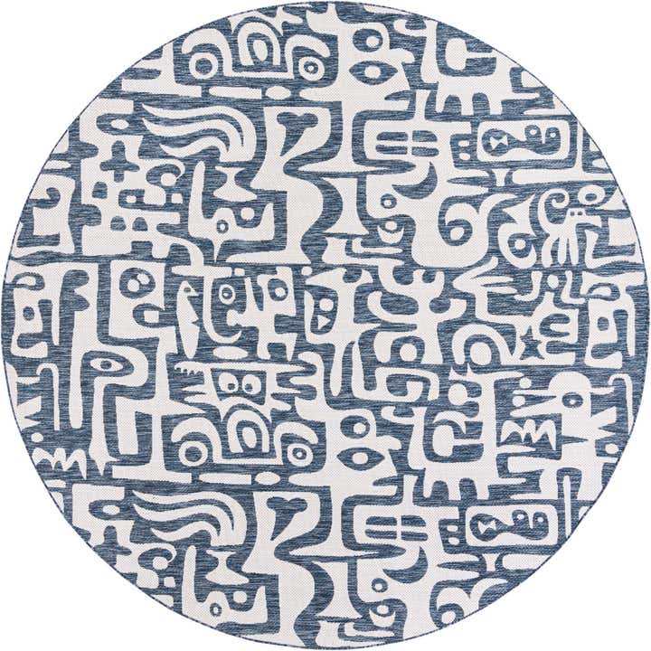 10' x 10' Easy-Clean Modern Indoor / Outdoor Round Rug
