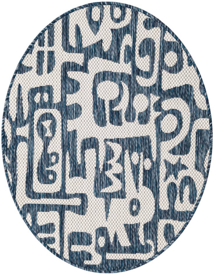 Detail image of 3' x 3' Easy-Clean Modern Indoor / Outdoor Round Rug