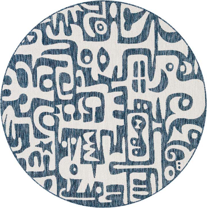 6' x 6' Easy-Clean Modern Indoor / Outdoor Round Rug