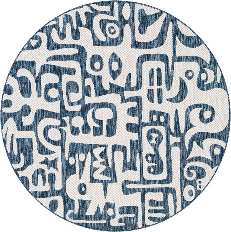 Detail image of 6' x 6' Easy-Clean Modern Indoor / Outdoor Round Rug