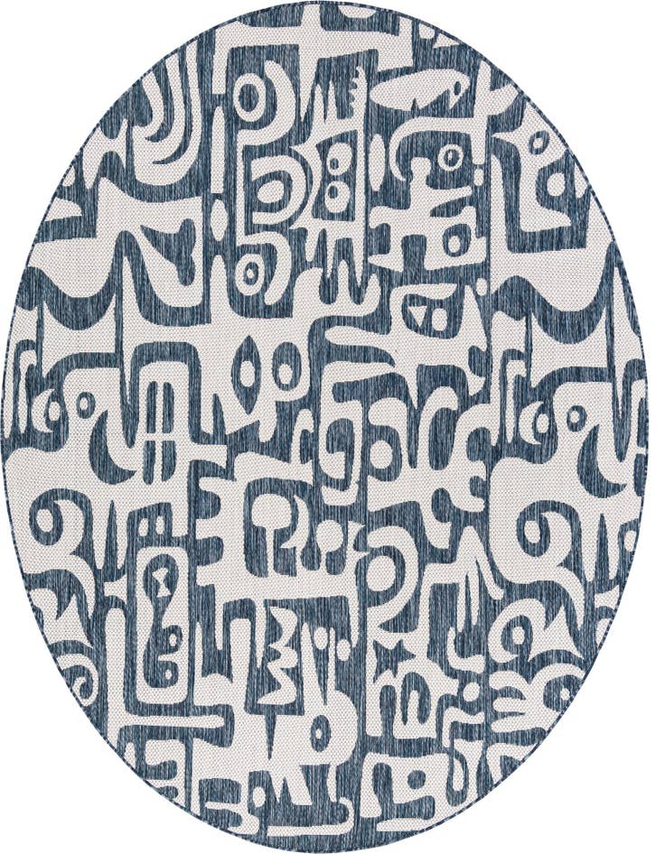 Detail image of 7' 10 x 7' 10 Easy-Clean Modern Indoor / Outdoor Round Rug