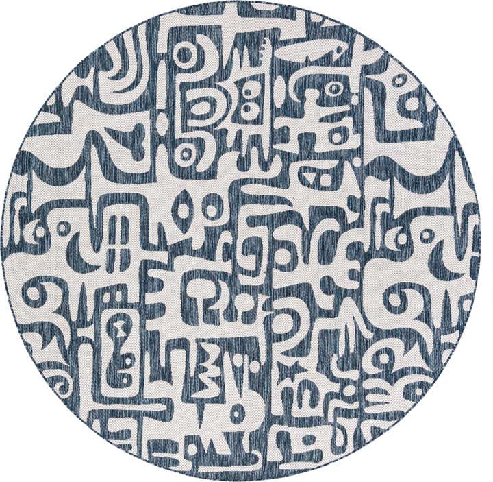 7' 10 x 7' 10 Easy-Clean Modern Indoor / Outdoor Round Rug