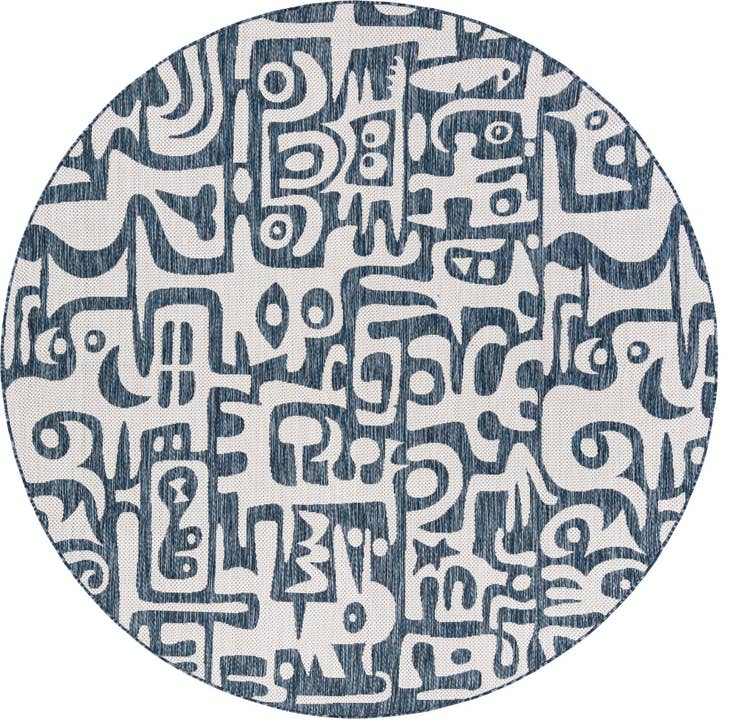 Detail image of 7' 10 x 7' 10 Easy-Clean Modern Indoor / Outdoor Round Rug