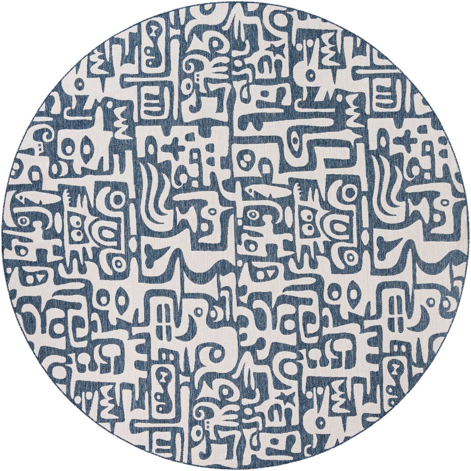 13' x 13' Easy-Clean Modern Indoor / Outdoor Round Rug