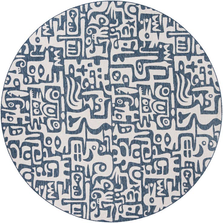 Detail image of 13' x 13' Easy-Clean Modern Indoor / Outdoor Round Rug