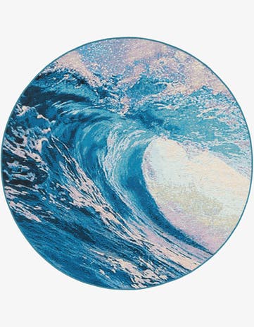 5' 3 x 5' 3 Easy-Clean Modern Indoor / Outdoor Round Rug