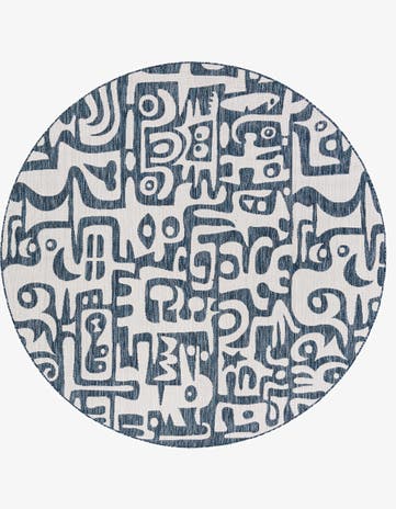 7' 10 x 7' 10 Easy-Clean Modern Indoor / Outdoor Round Rug