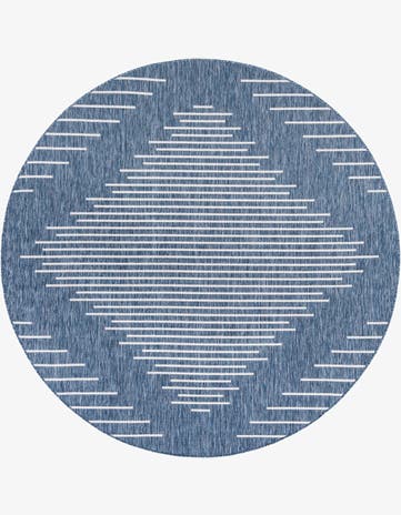 Blue Easy-Clean Modern Indoor / Outdoor Round Rug