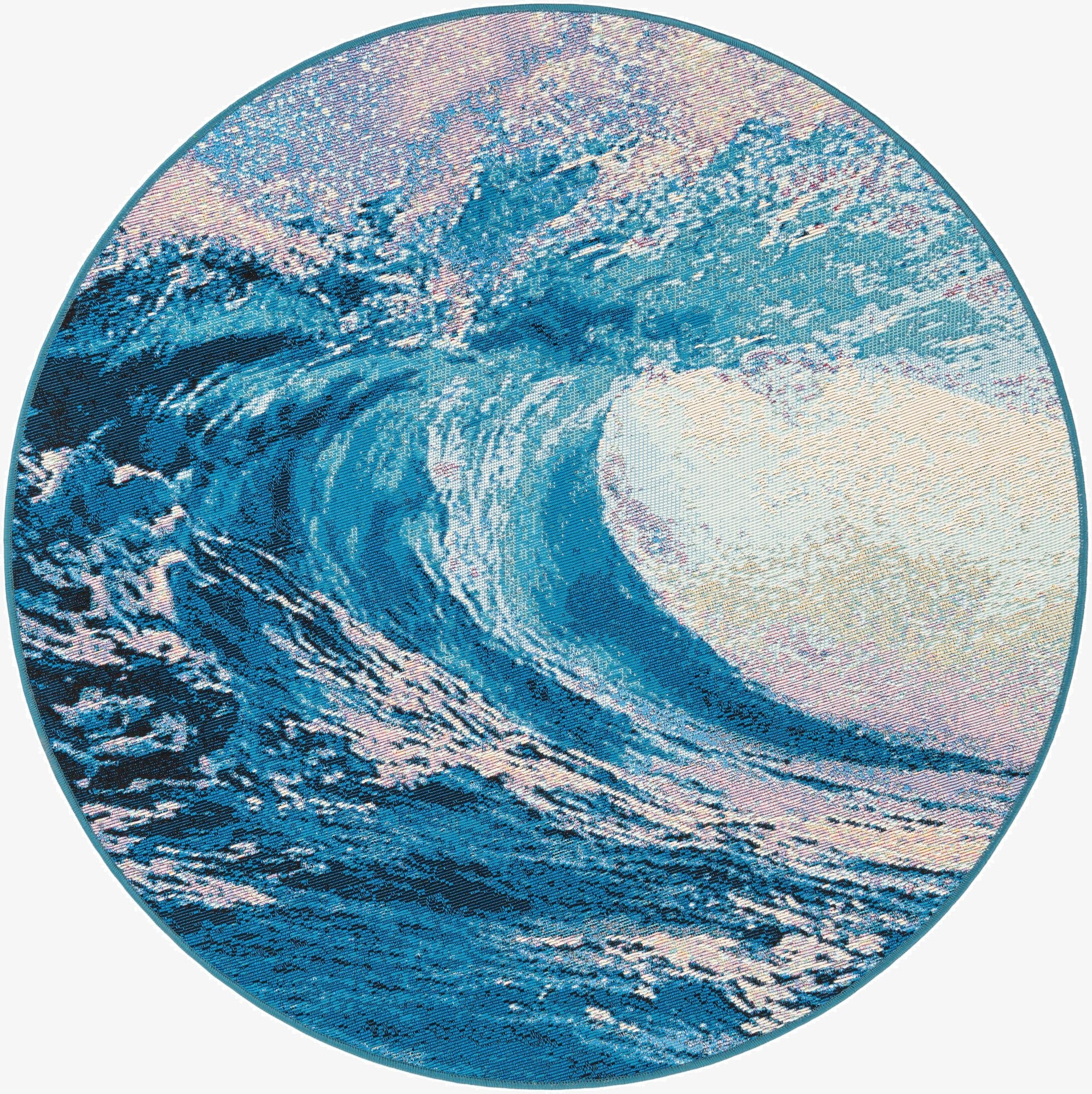 4' 1 x 4' 1  Washable Modern Indoor / Outdoor Round Rug