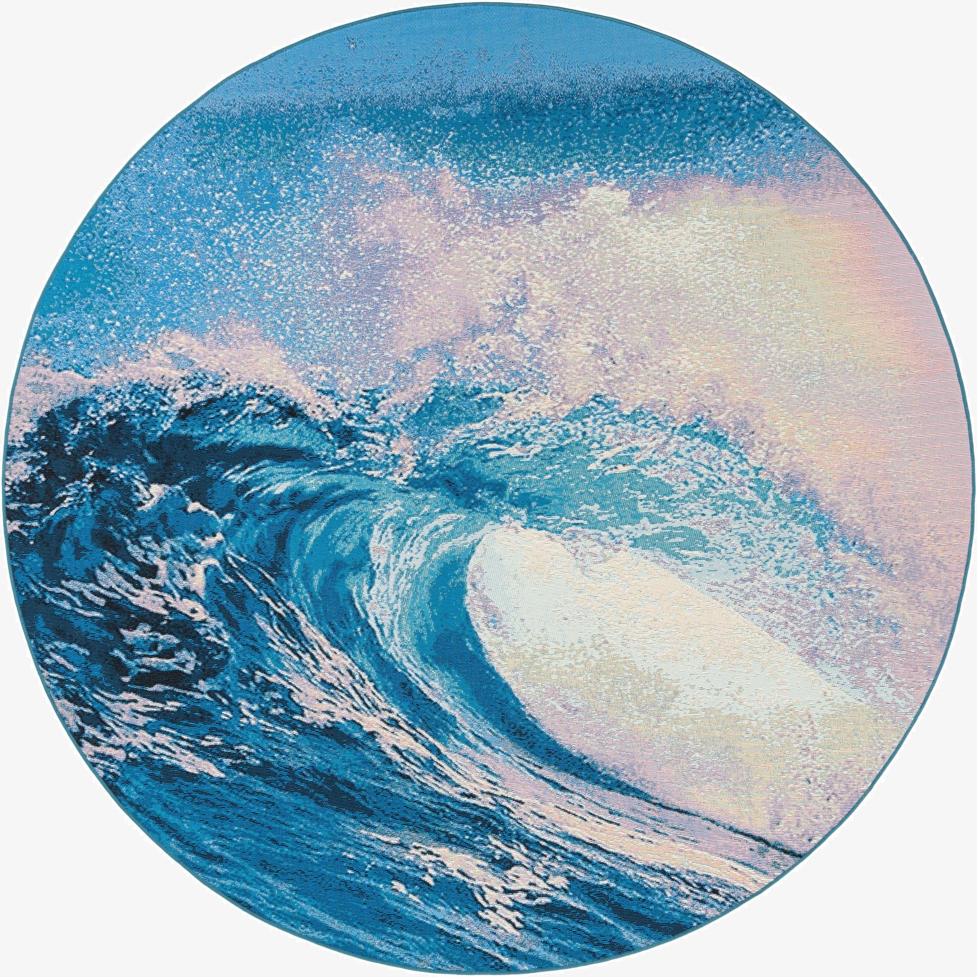 7' 10 x 7' 10  Washable Modern Indoor / Outdoor Round Rug