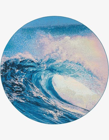 7' 10 x 7' 10 Easy-Clean Modern Indoor / Outdoor Round Rug