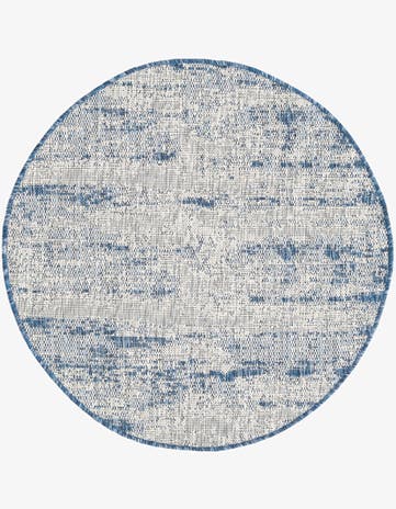 Blue Easy-Clean Modern Indoor / Outdoor Round Rug