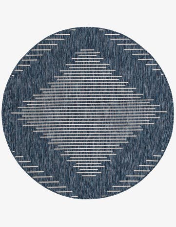 Blue Easy-Clean Modern Indoor / Outdoor Round Rug
