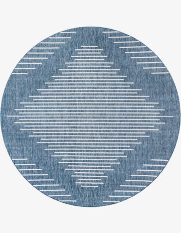 Blue Easy-Clean Modern Indoor / Outdoor Round Rug