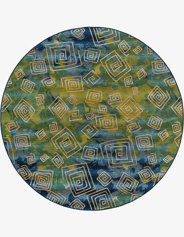 8' x 8' Easy-Clean Modern Indoor / Outdoor Round Rug