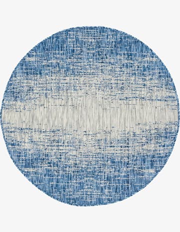 Blue Easy-Clean Modern Indoor / Outdoor Round Rug