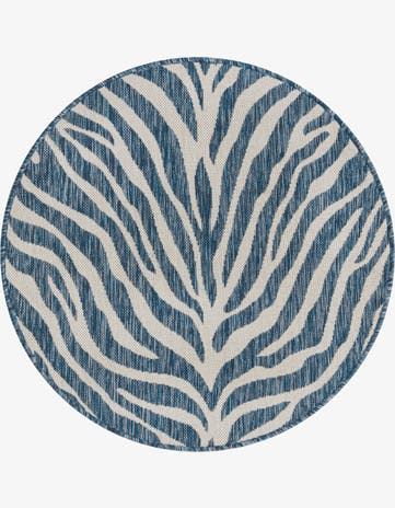 Blue Easy-Clean Safari Indoor / Outdoor Round Rug