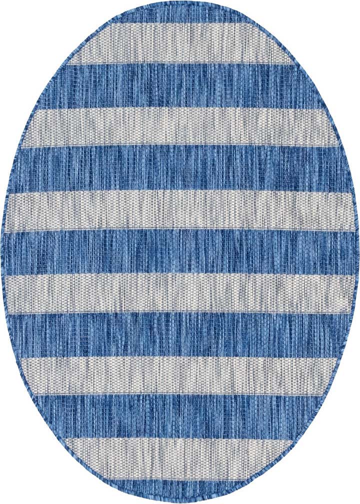 4' x 4' Easy-Clean Striped Indoor / Outdoor Round Rug
