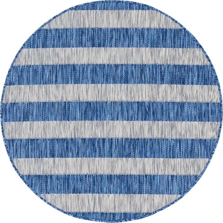 Detail image of 4' x 4' Easy-Clean Striped Indoor / Outdoor Round Rug