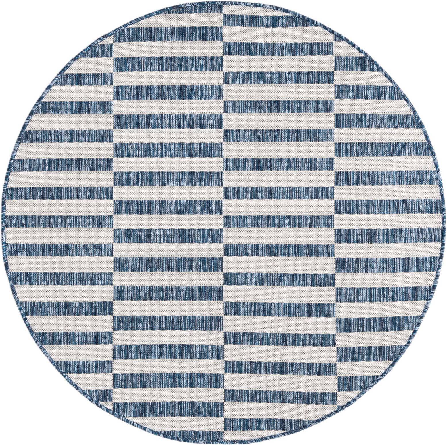 4' x 4' Easy-Clean Striped Indoor / Outdoor Round Rug
