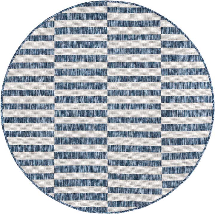 4' x 4' Easy-Clean Striped Indoor / Outdoor Round Rug