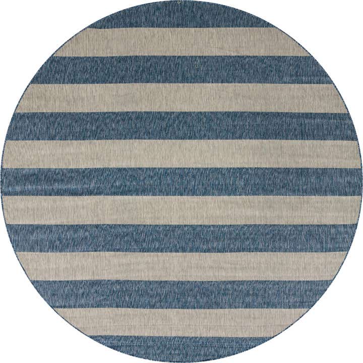 10' 8 x 10' 8 Easy-Clean Striped Indoor / Outdoor Round Rug
