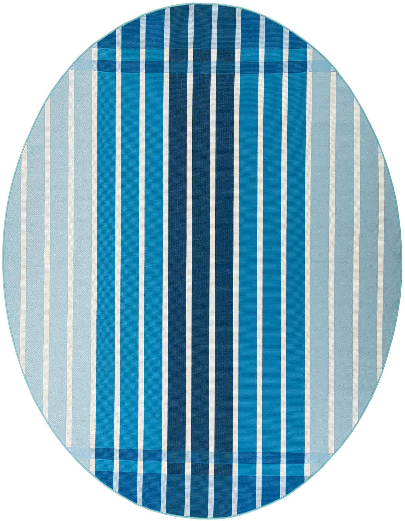 10' x 10' Easy-Clean Striped Indoor / Outdoor Round Rug