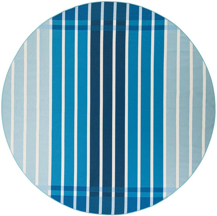 Detail image of 10' x 10' Easy-Clean Striped Indoor / Outdoor Round Rug