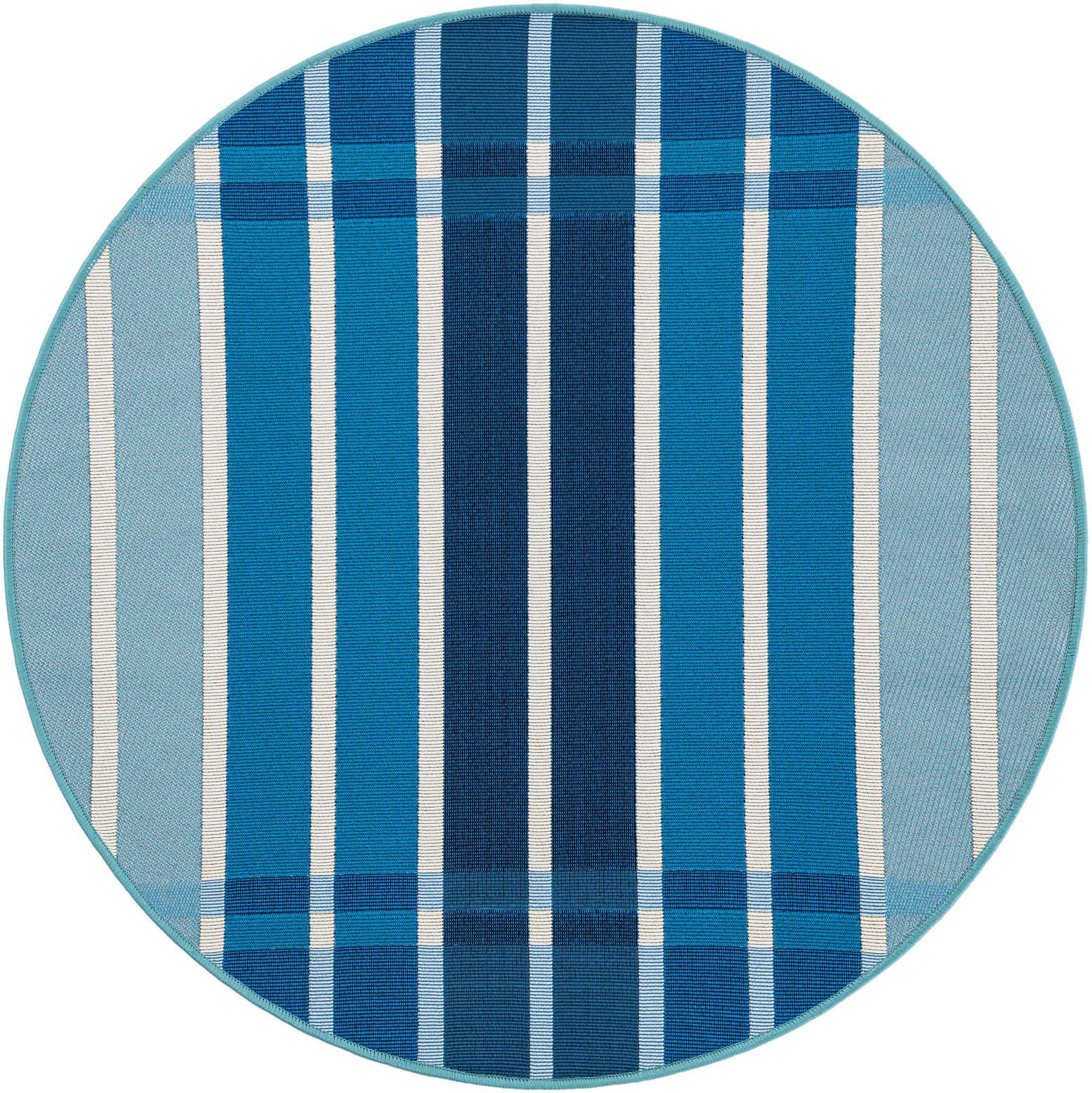 3' x 3' Easy-Clean Striped Indoor / Outdoor Round Rug