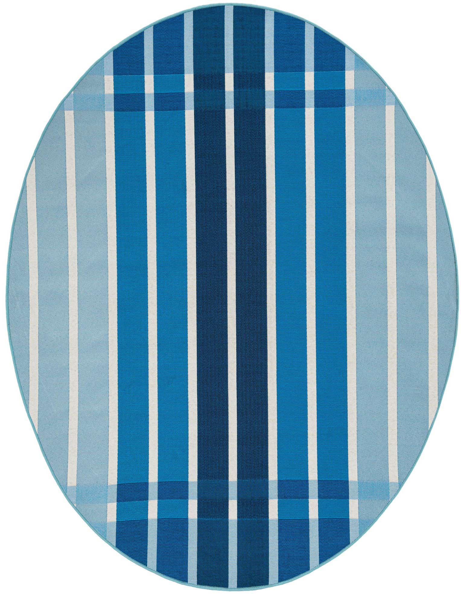 6' x 6' Easy-Clean Striped Indoor / Outdoor Round Rug