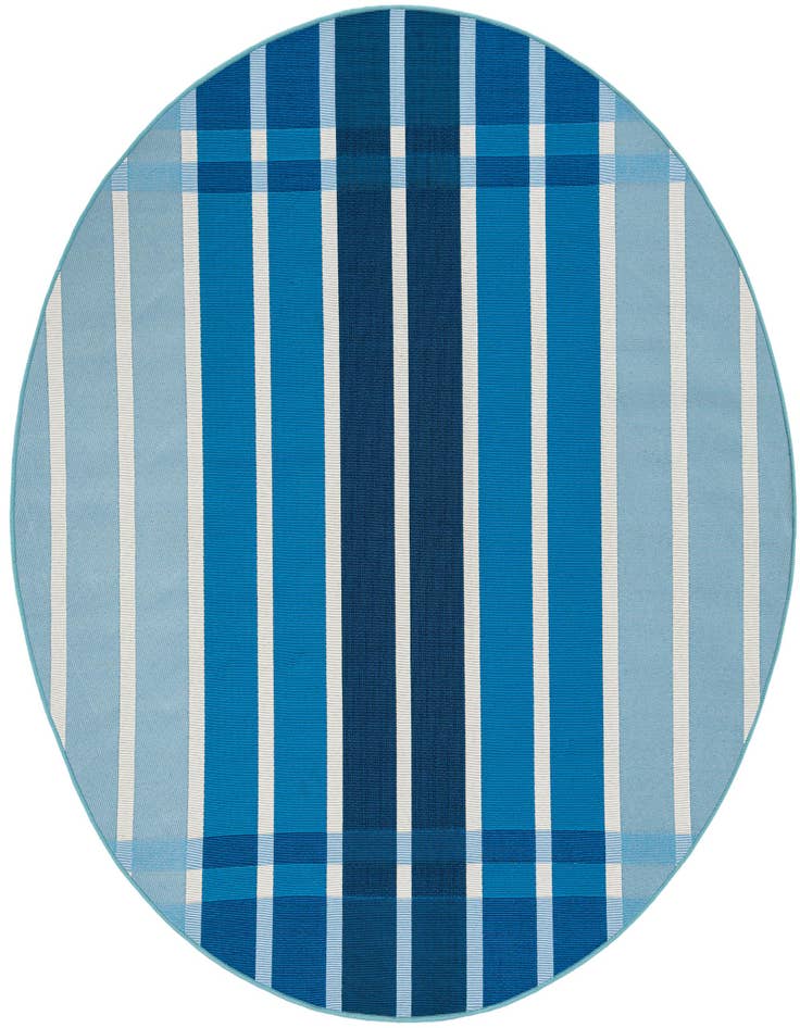 Detail image of 6' x 6' Easy-Clean Striped Indoor / Outdoor Round Rug