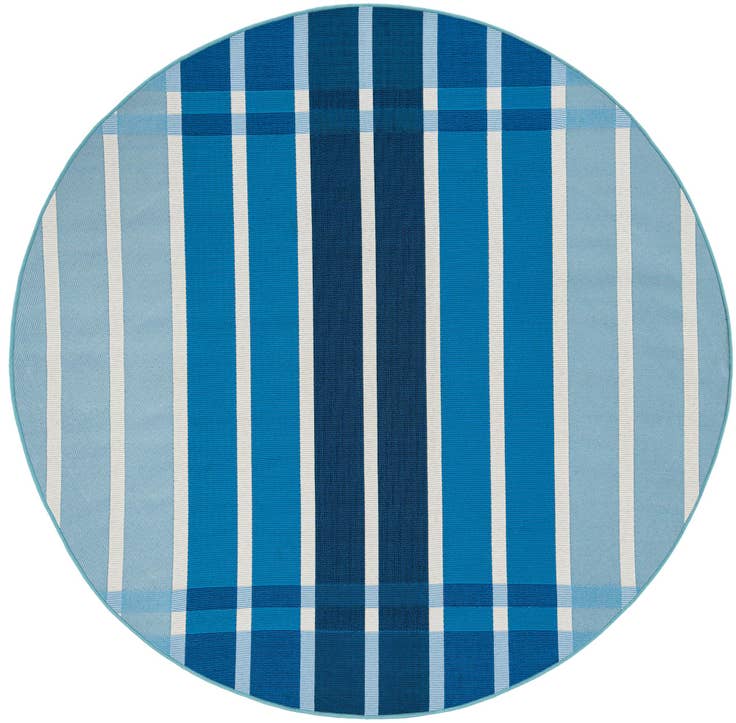 Detail image of 6' x 6' Easy-Clean Striped Indoor / Outdoor Round Rug