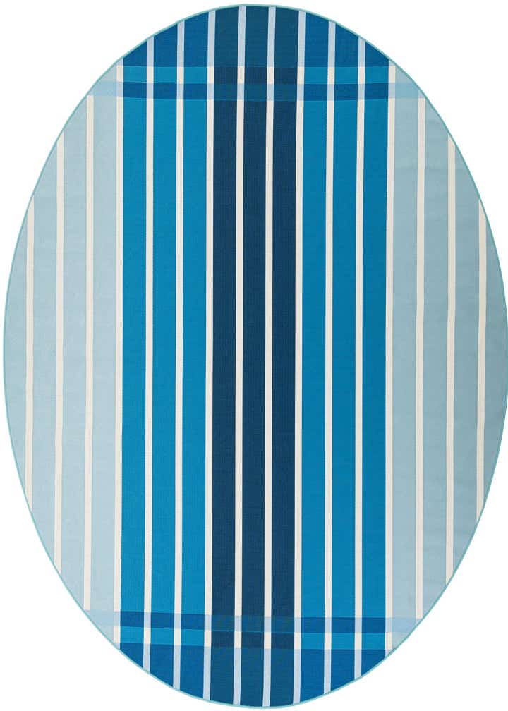 7' 10 x 7' 10 Easy-Clean Striped Indoor / Outdoor Round Rug