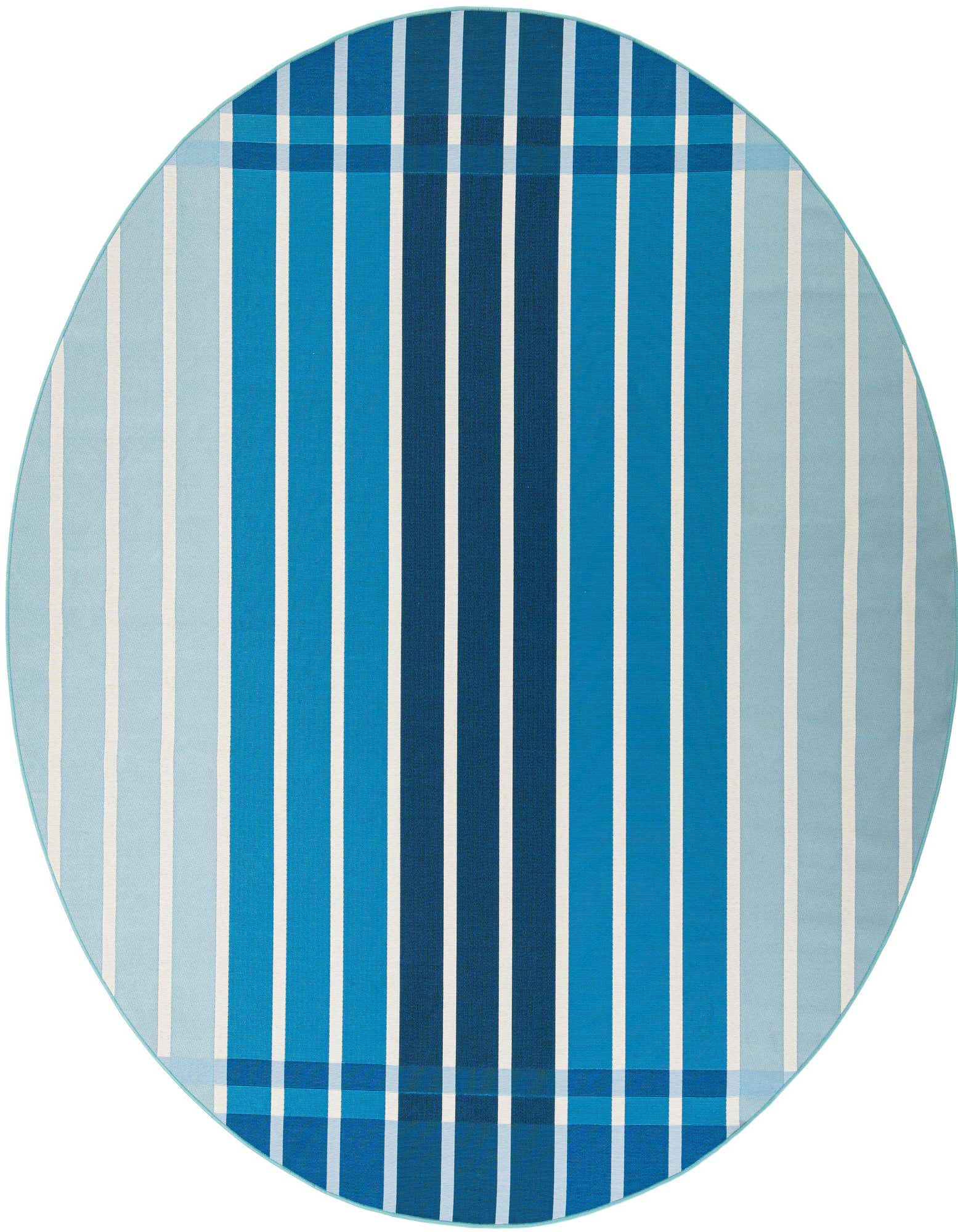 7' 10 x 7' 10 Easy-Clean Striped Indoor / Outdoor Round Rug